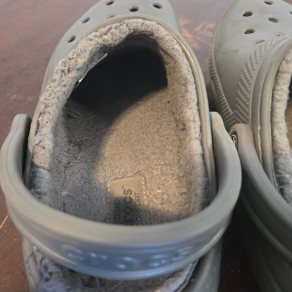 Croc Dual Comfort Gray Slip-On Clogs Fur Lined Men's-4 Women's-6 - Picture 13 of 15